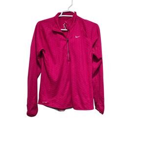 Nike Dri-FIT Pink Running Half Zip Pullover Thumbholes Womens M